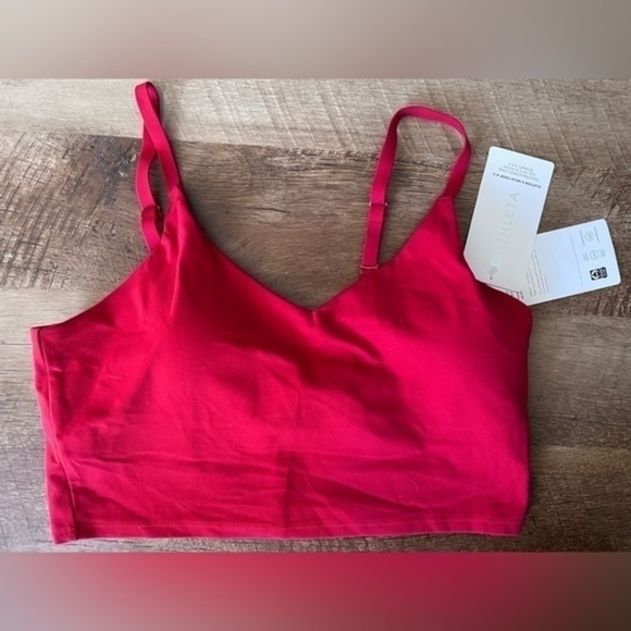 NWT Athleta Elation V-Neck Crop A-C cups, Red size Large - Picture 3 of 6